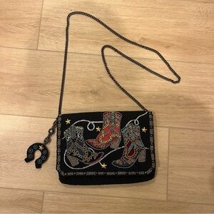 Mary Frances Beaded Cowboy Boot Western Crossbody Bag